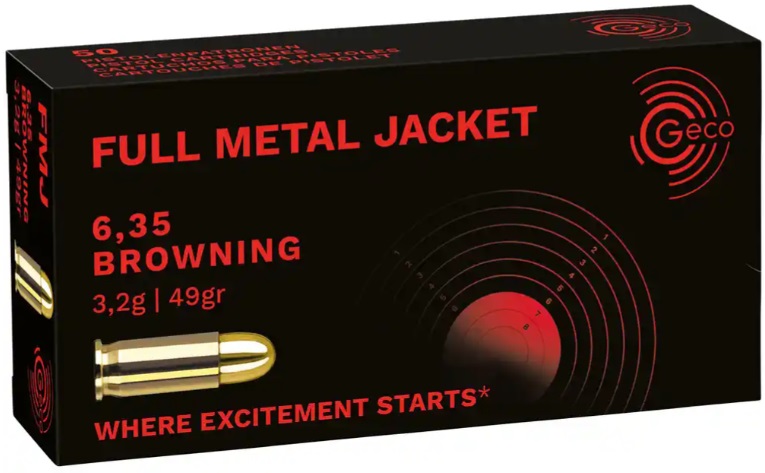 GECO 6,35 BROWNING 49grs. FMJ 50 Stück