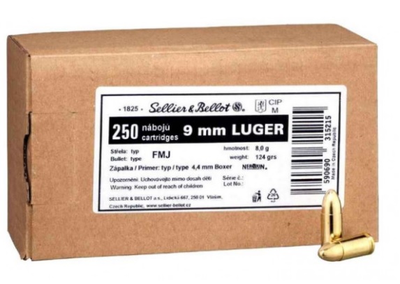 S&B Schüttpackung 9mm Luger 124grs. FMJ 250 Stück