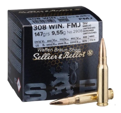 S&B .308 Winchester 147grs. FMJ 50 Stück